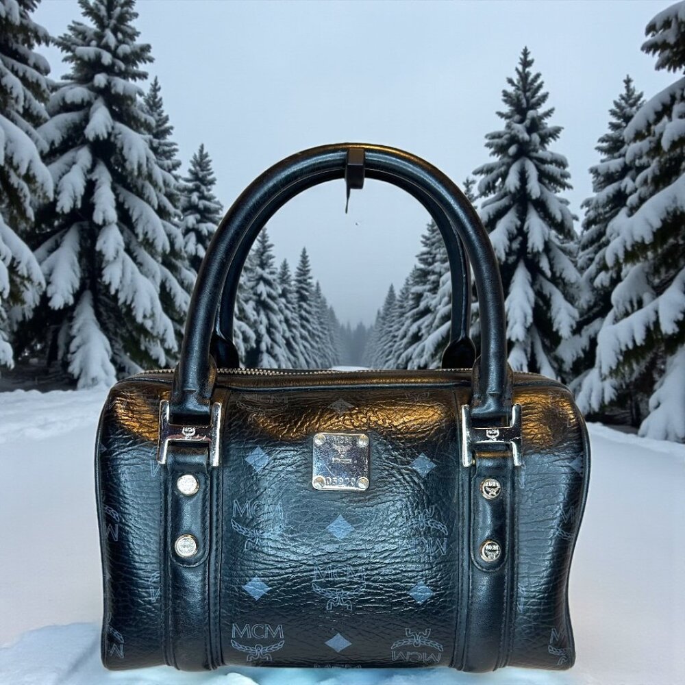 MCM Black Mini Boston Satchel Bag.